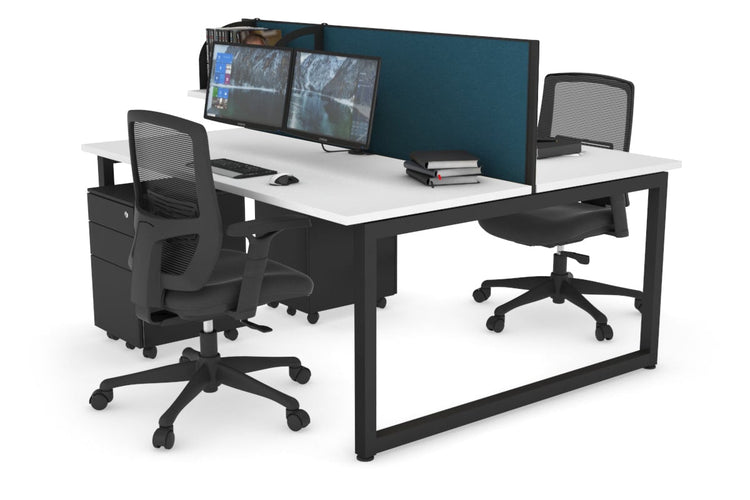 Quadro Loop Leg 2 Person Office Workstations [1200L x 700W] Jasonl black leg white deep blue (500H x 1200W)