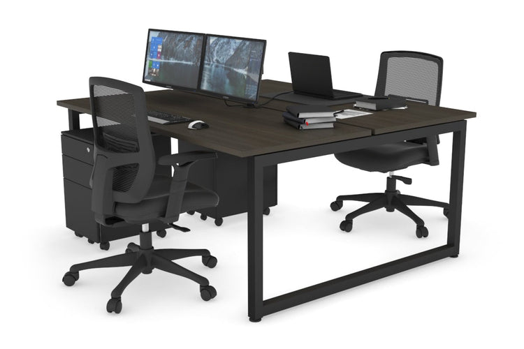 Quadro Loop Leg 2 Person Office Workstations [1200L x 700W] Jasonl black leg dark oak none