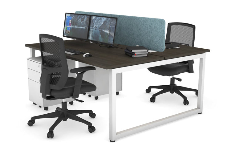 Quadro Loop Leg 2 Person Office Workstations [1200L x 700W] Jasonl white leg dark oak blue echo panel (400H x 1200W)