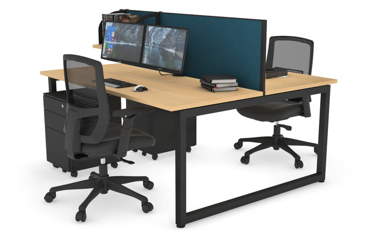 Quadro Loop Leg 2 Person Office Workstations [1200L x 700W] Jasonl black leg maple deep blue (500H x 1200W)