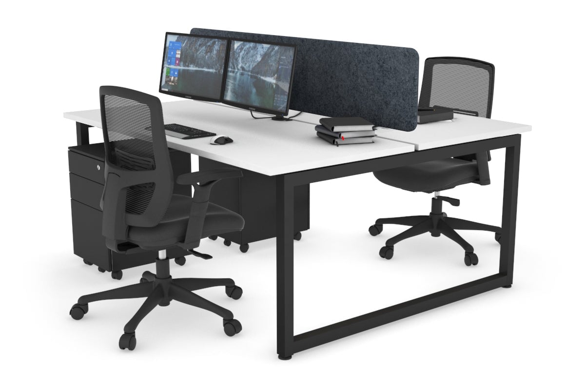 Quadro Loop Leg 2 Person Office Workstations [1200L x 700W] Jasonl black leg white dark grey echo panel (400H x 1200W)