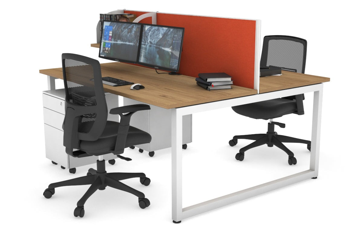 Quadro Loop Leg 2 Person Office Workstations [1200L x 700W] Jasonl white leg salvage oak orange squash (500H x 1200W)