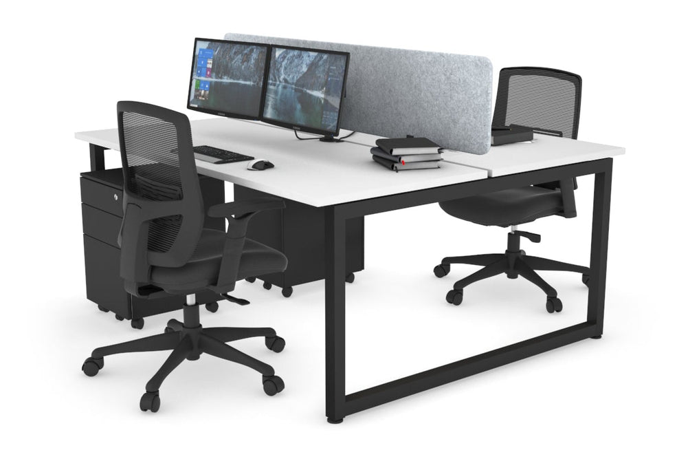 Quadro Loop Legs 2 Person Office Workstation [1200L x 700W]-black leg white light grey acoustic panel (400H x 1200W)