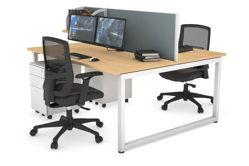 Quadro Loop Legs 2 Person Office Workstation [1200L x 700W]-white leg maple cool grey (500H x 1200W)