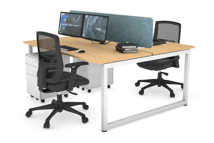 Quadro Loop Leg 2 Person Office Workstations [1200L x 700W] Jasonl white leg maple blue echo panel (400H x 1200W)