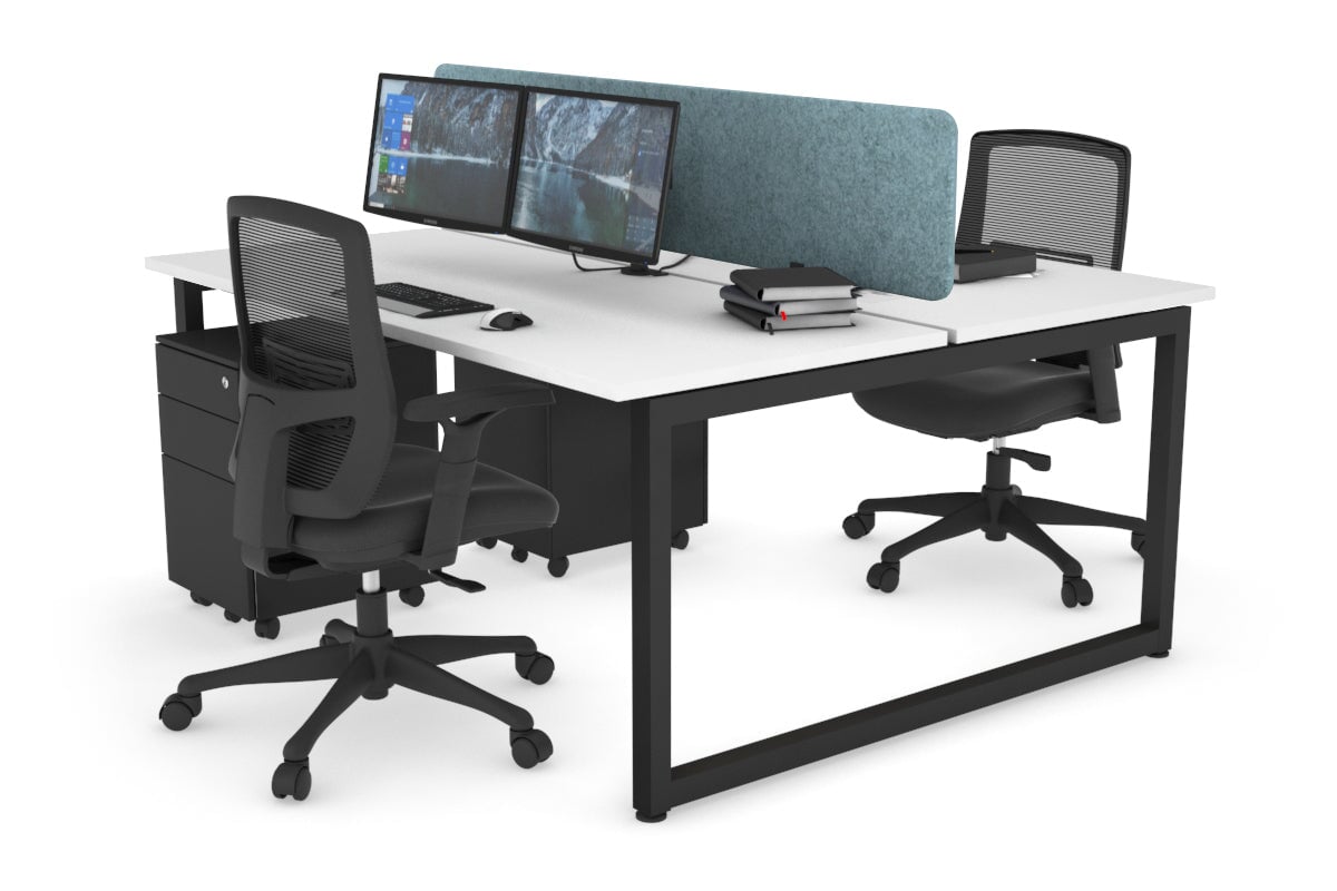 Quadro Loop Leg 2 Person Office Workstations [1200L x 700W] Jasonl black leg white blue echo panel (400H x 1200W)