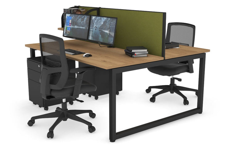 Quadro Loop Leg 2 Person Office Workstations [1200L x 700W] Jasonl black leg salvage oak green moss (500H x 1200W)