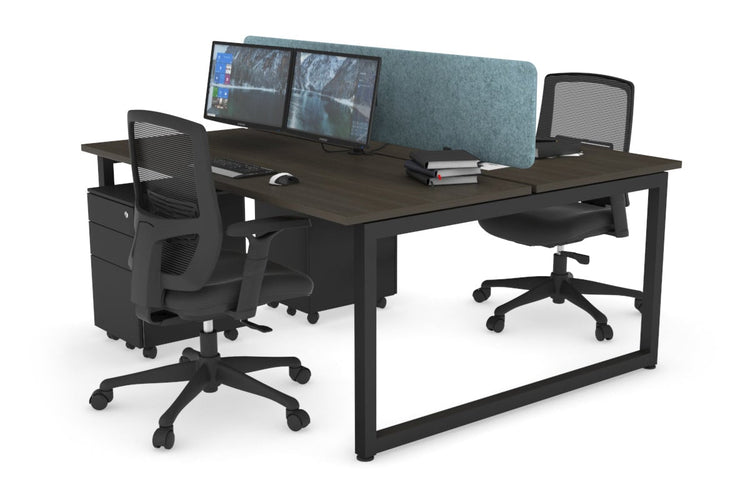 Quadro Loop Leg 2 Person Office Workstations [1200L x 700W] Jasonl black leg dark oak blue echo panel (400H x 1200W)