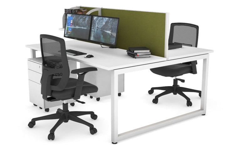 Quadro Loop Leg 2 Person Office Workstations [1200L x 700W] Jasonl white leg white green moss (500H x 1200W)