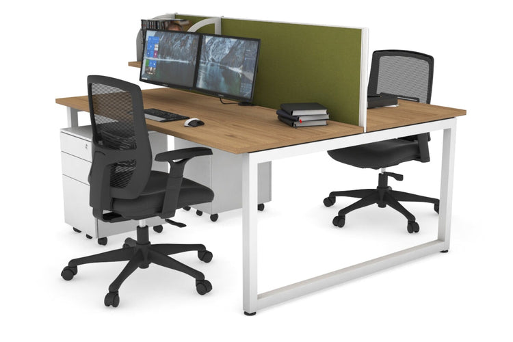 Quadro Loop Leg 2 Person Office Workstations [1200L x 700W] Jasonl white leg salvage oak green moss (500H x 1200W)