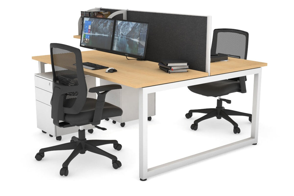 Quadro Loop Legs 2 Person Office Workstation [1200L x 700W]-white leg maple moody charcoal (500H x 1200W)