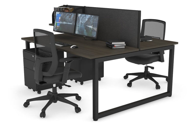 Quadro Loop Leg 2 Person Office Workstations [1200L x 700W] Jasonl black leg dark oak moody charcoal (500H x 1200W)