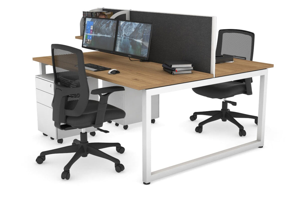 Quadro Loop Legs 2 Person Office Workstation [1200L x 700W]-white leg salvage oak moody charcoal (500H x 1200W)