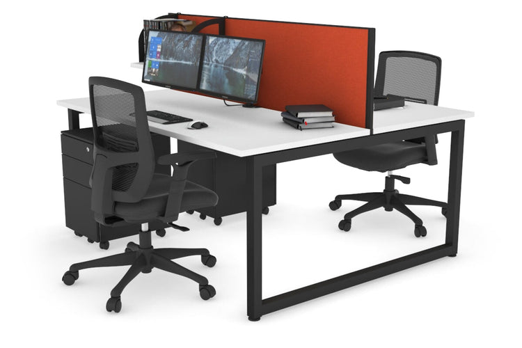 Quadro Loop Leg 2 Person Office Workstations [1200L x 700W] Jasonl black leg white orange squash (500H x 1200W)