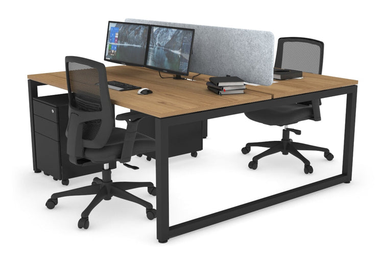 Quadro Loop Leg 2 Person Office Workstations [1200L x 800W with Cable Scallop] Jasonl black leg salvage oak light grey echo panel (400H x 1200W)