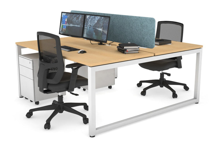 Quadro Loop Leg 2 Person Office Workstations [1200L x 800W with Cable Scallop] Jasonl white leg maple blue echo panel (400H x 1200W)
