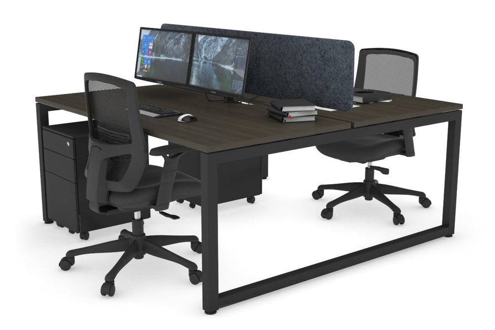 Quadro Loop Legs 2 Person Office Workstation [1200L x 800W with Cable Scallop]-black leg dark oak dark grey acoustic panel (400H x 1200W)