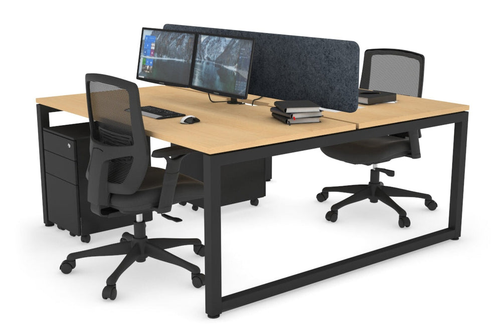 Quadro Loop Legs 2 Person Office Workstation [1200L x 800W with Cable Scallop]-black leg maple dark grey acoustic panel (400H x 1200W)