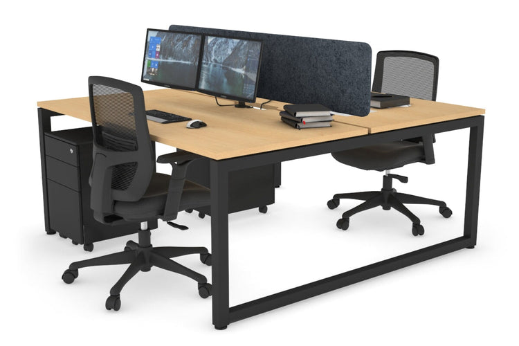 Quadro Loop Leg 2 Person Office Workstations [1200L x 800W with Cable Scallop] Jasonl black leg maple dark grey echo panel (400H x 1200W)