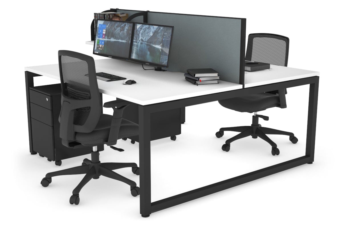 Quadro Loop Leg 2 Person Office Workstations [1200L x 800W with Cable Scallop] Jasonl black leg white cool grey (500H x 1200W)