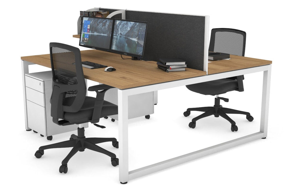 Quadro Loop Legs 2 Person Office Workstation [1200L x 800W with Cable Scallop]-white leg salvage oak moody charcoal (500H x 1200W)
