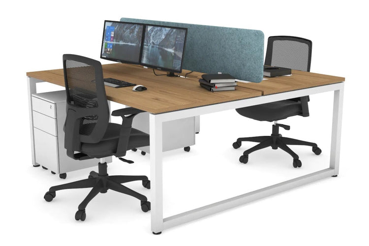 Quadro Loop Leg 2 Person Office Workstations [1200L x 800W with Cable Scallop] Jasonl white leg salvage oak blue echo panel (400H x 1200W)