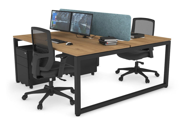 Quadro Loop Leg 2 Person Office Workstations [1200L x 800W with Cable Scallop] Jasonl black leg salvage oak blue echo panel (400H x 1200W)