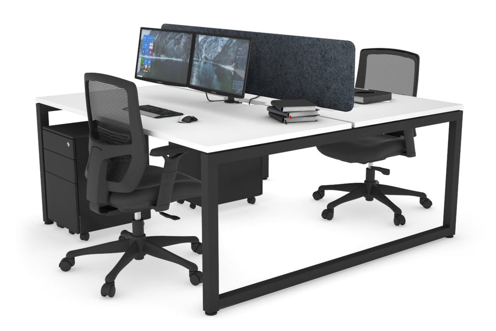 Quadro Loop Legs 2 Person Office Workstation [1200L x 800W with Cable Scallop]-black leg white dark grey acoustic panel (400H x 1200W)