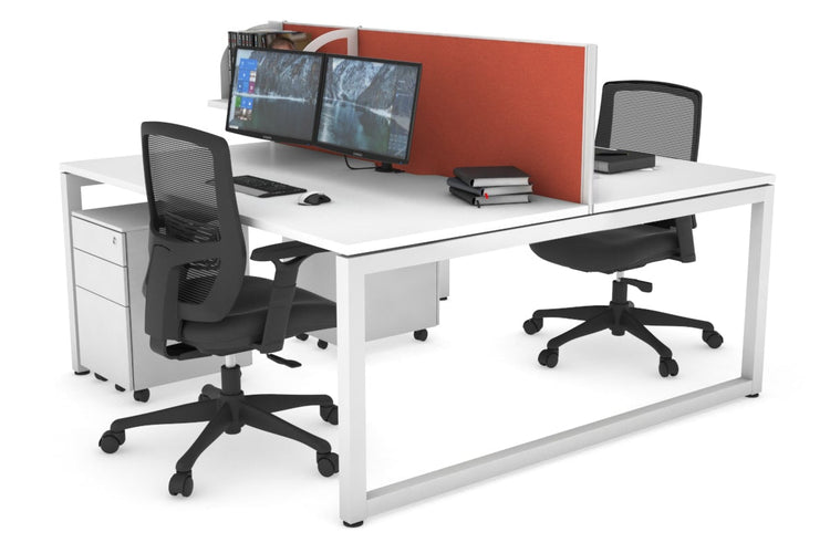 Quadro Loop Leg 2 Person Office Workstations [1200L x 800W with Cable Scallop] Jasonl white leg white orange squash (500H x 1200W)