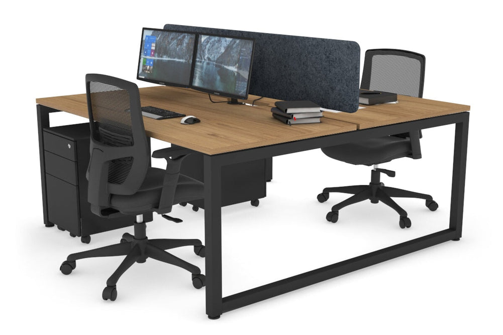 Quadro Loop Legs 2 Person Office Workstation [1200L x 800W with Cable Scallop]-black leg salvage oak dark grey acoustic panel (400H x 1200W)