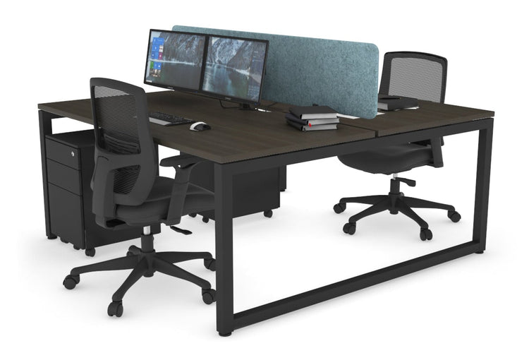 Quadro Loop Leg 2 Person Office Workstations [1200L x 800W with Cable Scallop] Jasonl black leg dark oak blue echo panel (400H x 1200W)