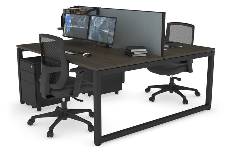 Quadro Loop Leg 2 Person Office Workstations [1200L x 800W with Cable Scallop] Jasonl black leg dark oak cool grey (500H x 1200W)