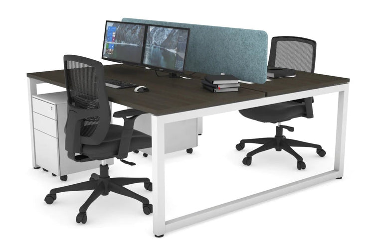Quadro Loop Leg 2 Person Office Workstations [1200L x 800W with Cable Scallop] Jasonl white leg dark oak blue echo panel (400H x 1200W)