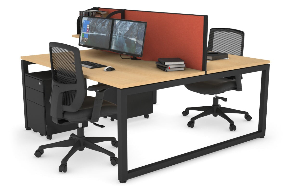 Quadro Loop Leg 2 Person Office Workstations [1200L x 800W with Cable Scallop] Jasonl black leg maple orange squash (500H x 1200W)