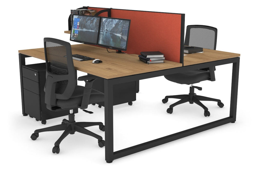 Quadro Loop Legs 2 Person Office Workstation [1200L x 800W with Cable Scallop]-black leg salvage oak orange squash (500H x 1200W)