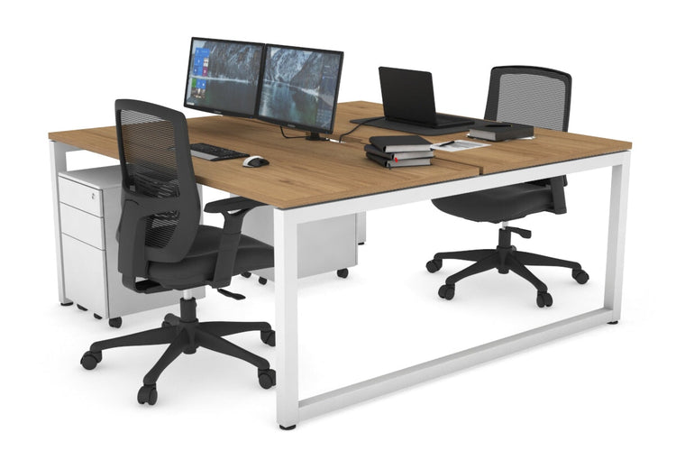 Quadro Loop Leg 2 Person Office Workstations [1200L x 800W with Cable Scallop] Jasonl white leg salvage oak none