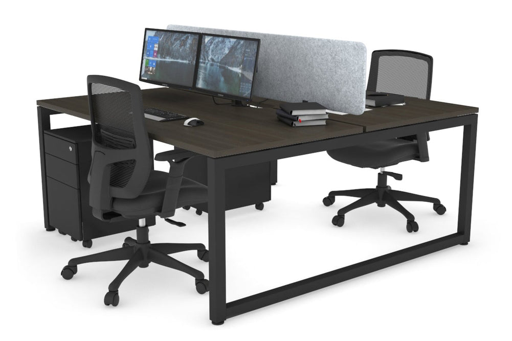 Quadro Loop Legs 2 Person Office Workstation [1200L x 800W with Cable Scallop]-black leg dark oak light grey acoustic panel (400H x 1200W)