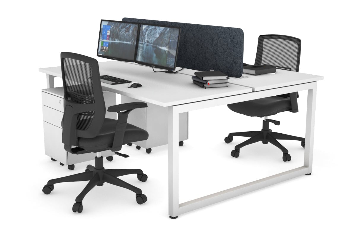 Quadro Loop Leg 2 Person Office Workstations [1400L x 700W] Jasonl white leg white dark grey echo panel (400H x 1200W)