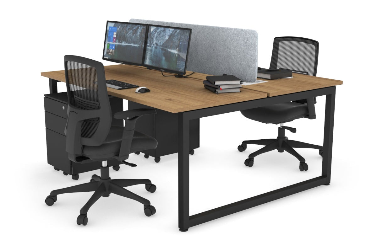 Quadro Loop Leg 2 Person Office Workstations [1400L x 700W] Jasonl black leg salvage oak light grey echo panel (400H x 1200W)