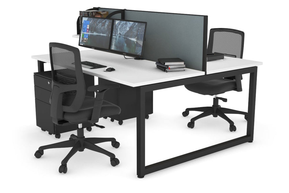 Quadro Loop Legs 2 Person Office Workstation [1400L x 700W]-black leg white cool grey (500H x 1400W)