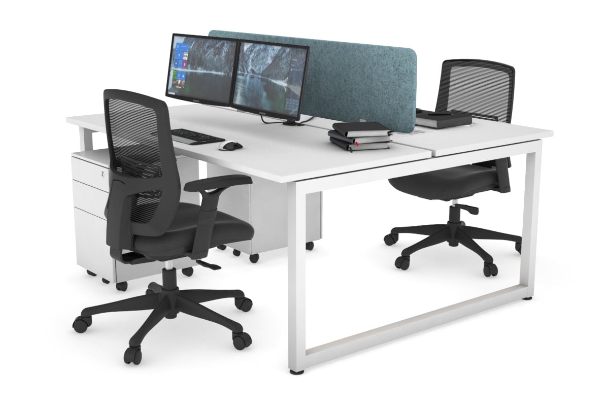 Quadro Loop Leg 2 Person Office Workstations [1400L x 700W] Jasonl white leg white blue echo panel (400H x 1200W)