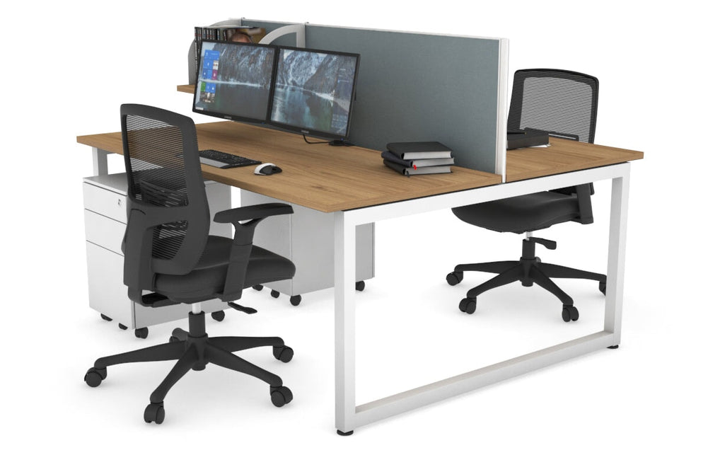 Quadro Loop Legs 2 Person Office Workstation [1400L x 700W]-white leg salvage oak cool grey (500H x 1400W)