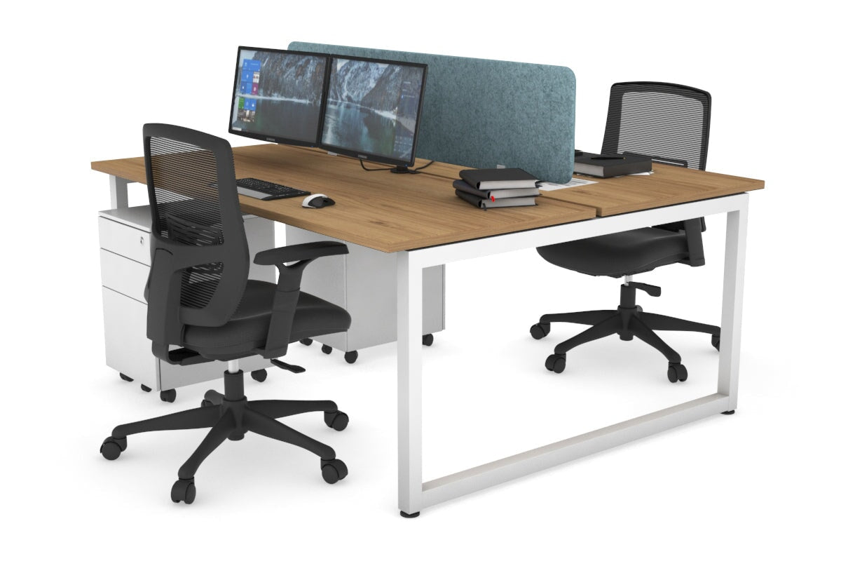 Quadro Loop Leg 2 Person Office Workstations [1400L x 700W] Jasonl white leg salvage oak blue echo panel (400H x 1200W)