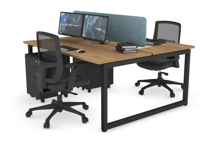 Quadro Loop Leg 2 Person Office Workstations [1400L x 700W] Jasonl black leg salvage oak blue echo panel (400H x 1200W)