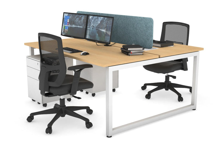 Quadro Loop Leg 2 Person Office Workstations [1400L x 700W] Jasonl white leg maple blue echo panel (400H x 1200W)