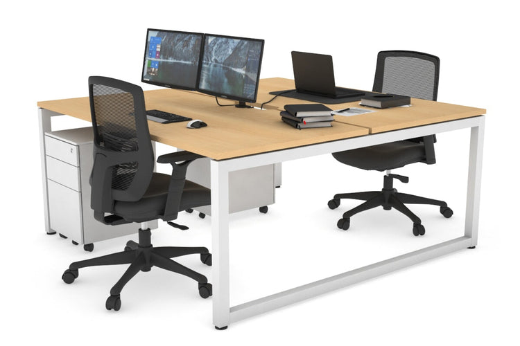 Quadro Loop Leg 2 Person Office Workstations [1400L x 800W with Cable Scallop] Jasonl white leg maple none