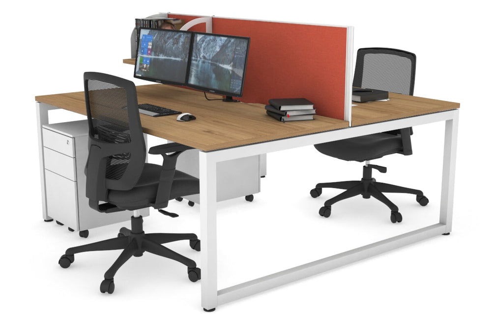 Quadro Loop Legs 2 Person Office Workstation [1400L x 800W with Cable Scallop]-white leg salvage oak orange squash (500H x 1400W)