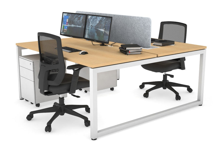 Quadro Loop Leg 2 Person Office Workstations [1400L x 800W with Cable Scallop] Jasonl white leg maple light grey echo panel (400H x 1200W)