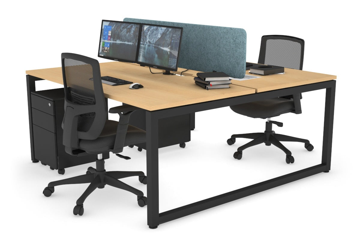 Quadro Loop Leg 2 Person Office Workstations [1400L x 800W with Cable Scallop] Jasonl black leg maple blue echo panel (400H x 1200W)
