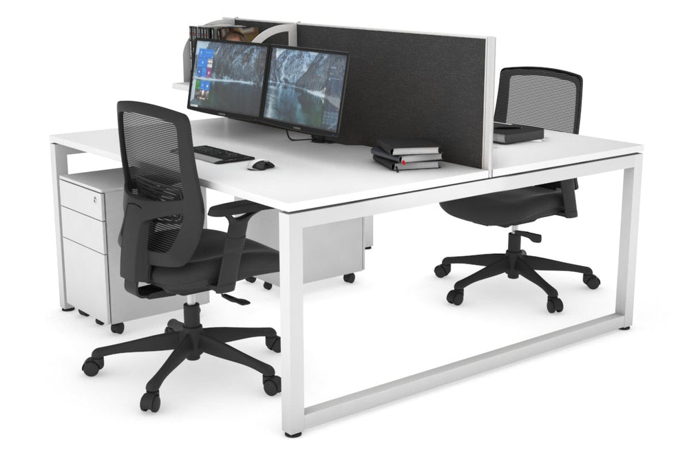 Quadro Loop Legs 2 Person Office Workstation [1400L x 800W with Cable Scallop]-white leg white moody charcoal (500H x 1400W)